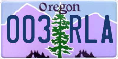 OR license plate 003RLA