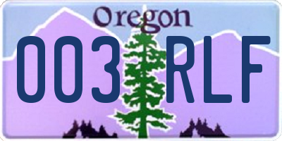 OR license plate 003RLF