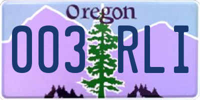 OR license plate 003RLI