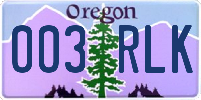 OR license plate 003RLK