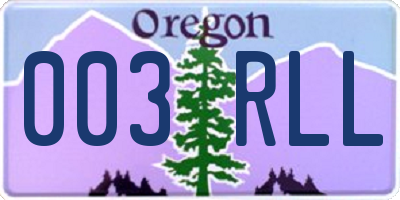OR license plate 003RLL