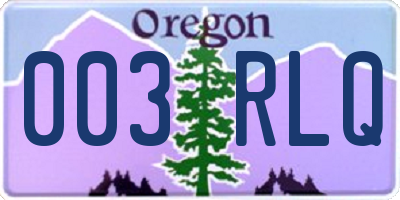 OR license plate 003RLQ