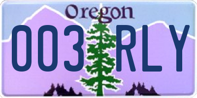 OR license plate 003RLY