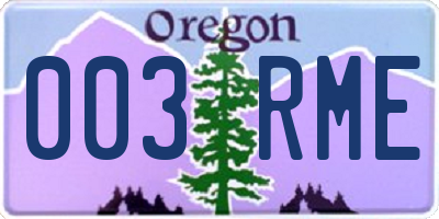 OR license plate 003RME