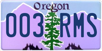 OR license plate 003RMS
