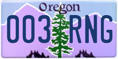 OR license plate 003RNG