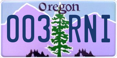 OR license plate 003RNI
