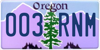 OR license plate 003RNM