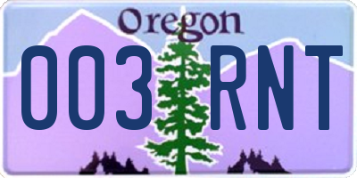 OR license plate 003RNT