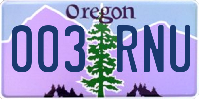 OR license plate 003RNU