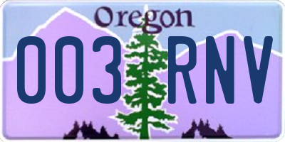 OR license plate 003RNV