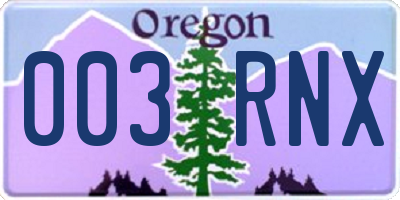 OR license plate 003RNX