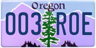 OR license plate 003ROE