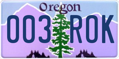 OR license plate 003ROK