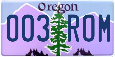 OR license plate 003ROM