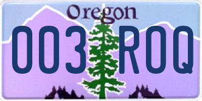 OR license plate 003ROQ