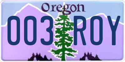 OR license plate 003ROY