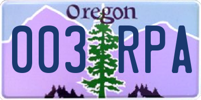 OR license plate 003RPA