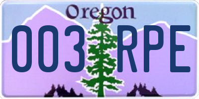 OR license plate 003RPE