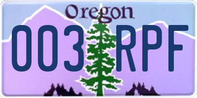 OR license plate 003RPF