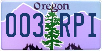 OR license plate 003RPI
