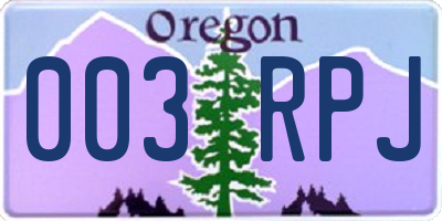 OR license plate 003RPJ