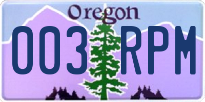 OR license plate 003RPM