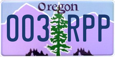 OR license plate 003RPP