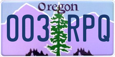 OR license plate 003RPQ