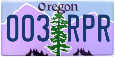 OR license plate 003RPR