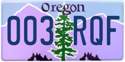 OR license plate 003RQF