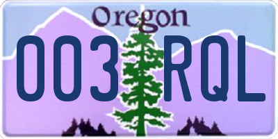 OR license plate 003RQL