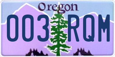 OR license plate 003RQM