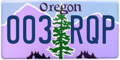OR license plate 003RQP