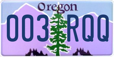 OR license plate 003RQQ