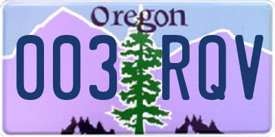 OR license plate 003RQV