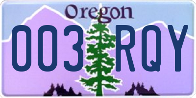 OR license plate 003RQY