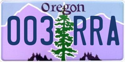 OR license plate 003RRA