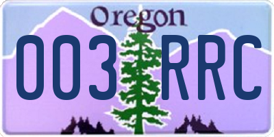 OR license plate 003RRC