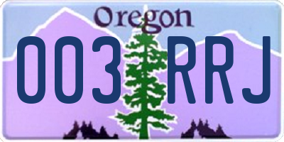 OR license plate 003RRJ
