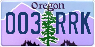 OR license plate 003RRK