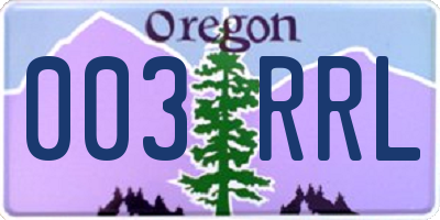 OR license plate 003RRL