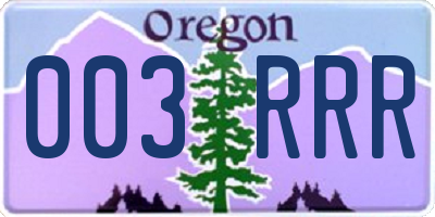 OR license plate 003RRR