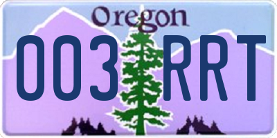 OR license plate 003RRT