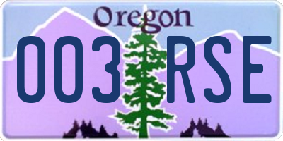 OR license plate 003RSE