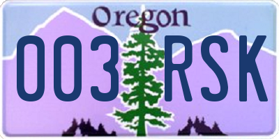 OR license plate 003RSK