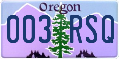 OR license plate 003RSQ