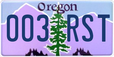 OR license plate 003RST