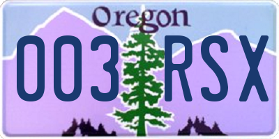 OR license plate 003RSX