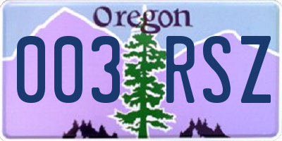 OR license plate 003RSZ
